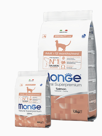 Корм Monge Salmon Adult Cat для взрослых кошек с лососем, 400 г