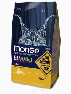 Корм Monge BWild Cat Hare для взрослых кошек с мясом зайца 1.5 кг