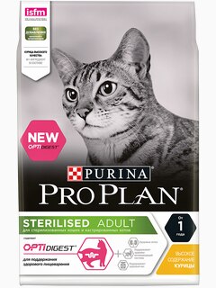 Корм PRO PLAN Sterilised OPTI DIGEST (комплекс для поддержания здорового пищеварения) для стерилизованных кошек с курицей, 400 г