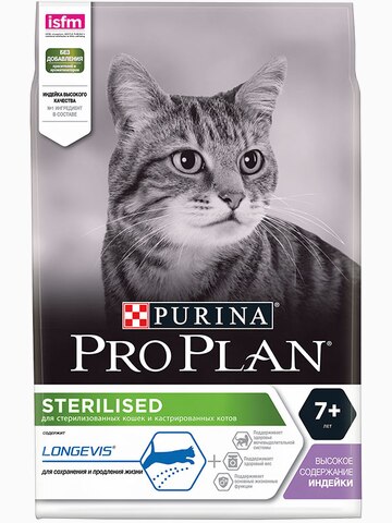 Корм Pro Plan Sterilised 7+ для стерилизованных кошек старше 7 лет с индейкой, 400 г