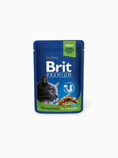 Корм Brit Premium Chicken Slice for Sterilized для стерилизованных кошек курица, 85 г
