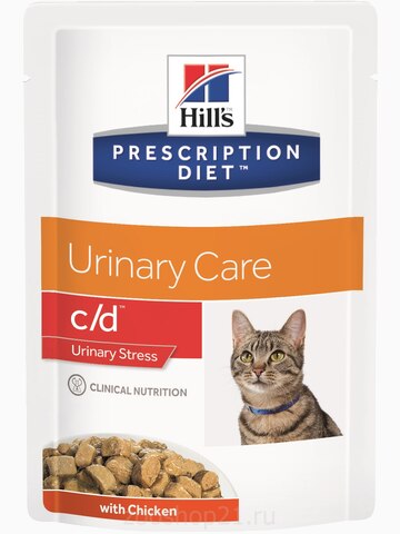 Корм Hill's Prescription Diet c/d Urinary Stress пауч для кошек для мочевыводящих путей и при стрессе одновременно с курицей, 85 г