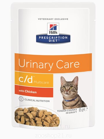 Корм Hill's Prescription Diet c/d Multicare Urinary Care пауч для кошек диета для поддержания здоровья мочевыводящих путей с курицей, 85 г