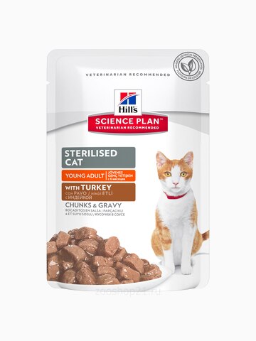 Корм Hill's Science Plan Sterilised Cat для стерилизованных кошек от 6 мес. до 6 лет с индейкой, 85 г