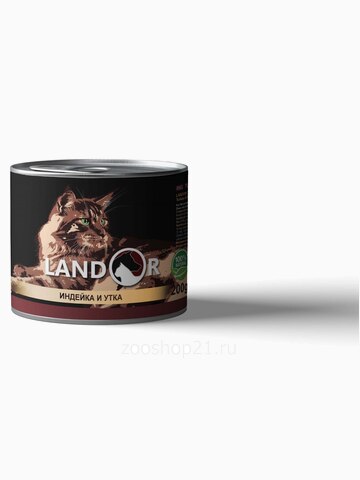 Корм Landor TURKEY AND DUCK FOR CATS для взрослых кошек индейка с уткой, 200 г