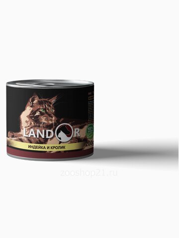 Корм Landor TURKEY AND RABBIT FOR CATS для взрослых кошек индейка с кроликом, 200 г