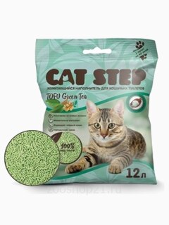 CAT STEP Tofu Green Tea растительный комкующийся, 12 л