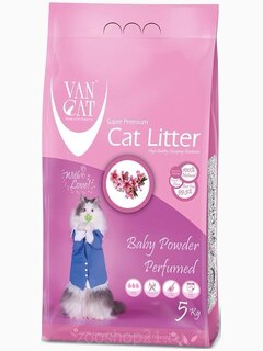 Van Cat Комкующийся наполнитель без пыли с ароматом Детской присыпки пакет, 5 кг