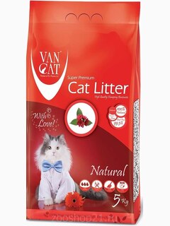 Van Cat Комкующийся наполнитель "100% Натуральный" без пыли пакет, 5 кг