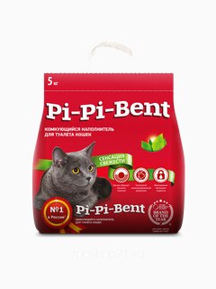 Pi-Pi-Bent Комкующийся наполнитель "Сенсация свежести" (пакет), 5 кг