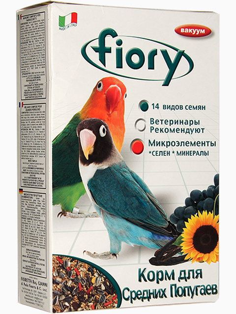 Fiory корм для средних попугаев Parrocchetti Africa, 800 г