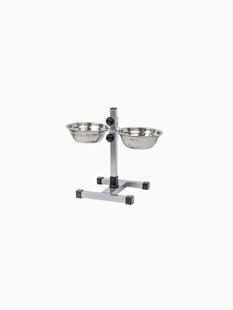 Стойка с мисками регулируемаяECO хром, h30см, 2*0,5л, D16см