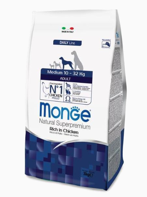 Корм Monge Dog Medium для взрослых собак средних пород, 12 кг