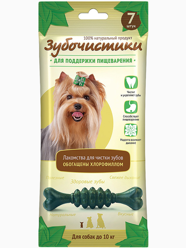Лакомство Зубочистики "Мятные" для собак мелких пород, для поддержания пищеварения, 7 шт
