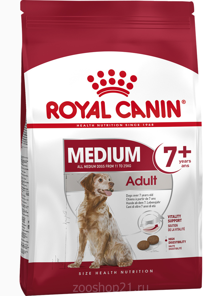 Корм Royal Canin Medium Adult 7+ для собак средних пород (11-25 кг), 7-10 лет, 4 кг
