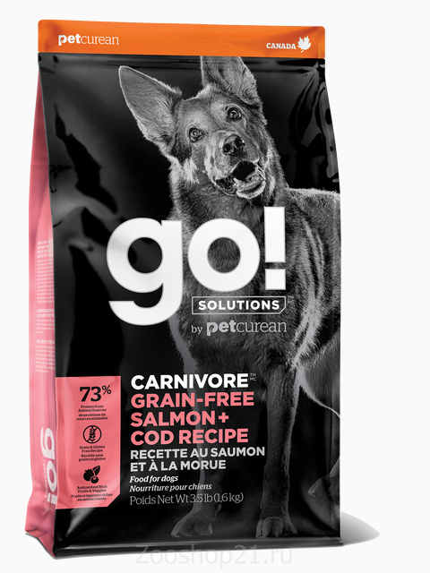 Корм Go! Carnivore GF Salmon & Cod беззерновой для собак c Лососем и Треской, 9.98 кг