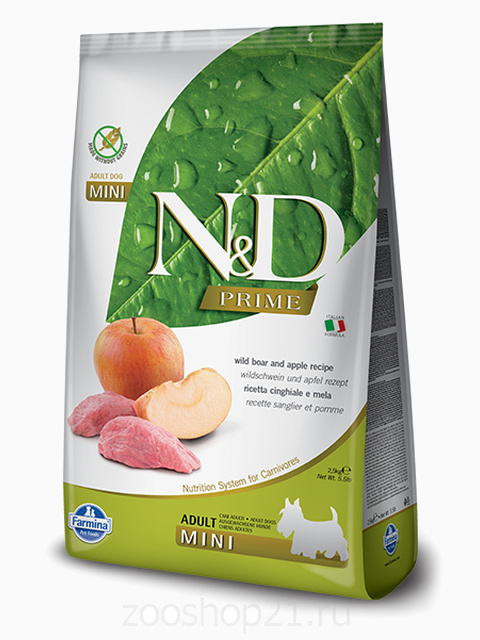 Корм Farmina N&D Boar & Apple Adult Mini беззерновой для взрослых собак мелких пород кабан с яблоком, 7 кг