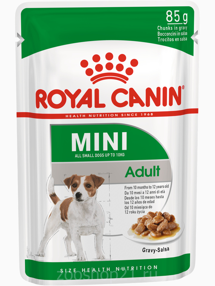 Корм Royal Canin Mini Adult (в соусе) для собак малых пород (до 10 кг), 10 мес. - 12 лет, 85 г