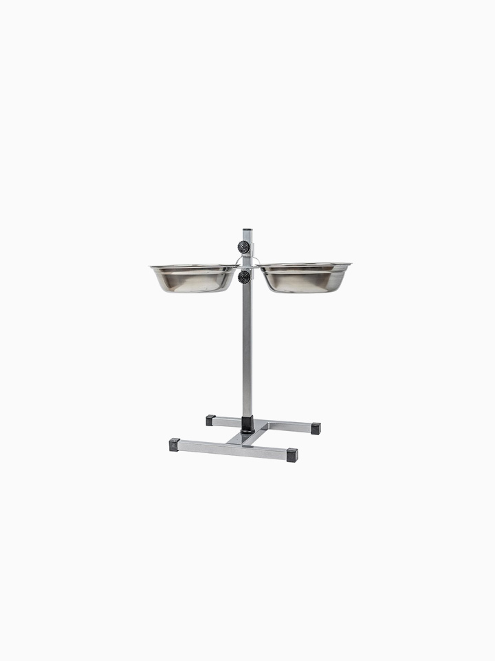 Стойка с мисками регулируемая ECO хром, h50см, 2*1,5л, D22см