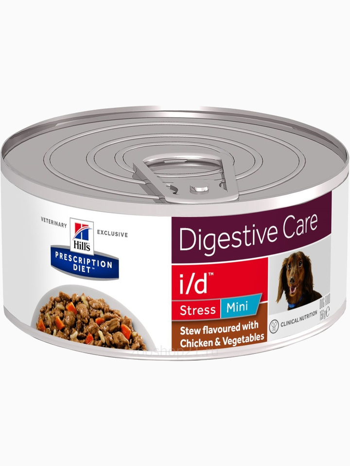 Hill's Prescription Diet i/d Stress Mini Digestive Care влажный диетический корм для собак мелких пород для поддержания здоровья ЖКТ и при стрессе рагу с курицей овощами 156 г