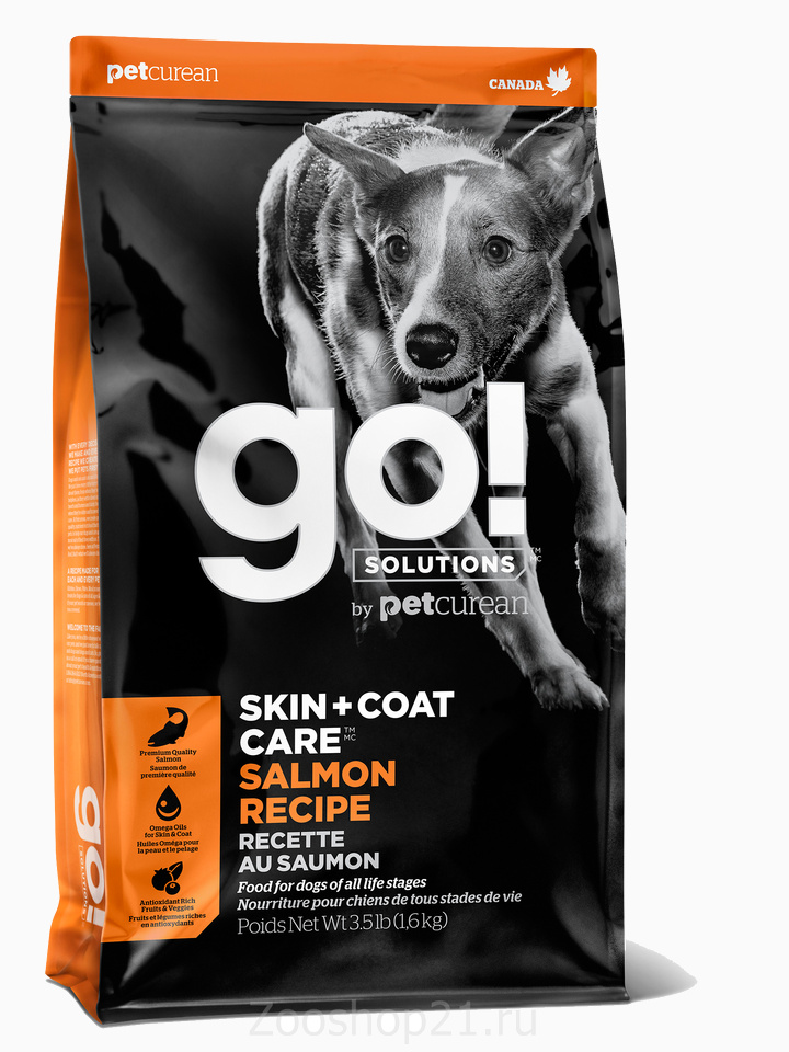 Корм Go! Skin & Coat Salmon для собак и щенков с Лососем и овсянкой, 1.59 кг