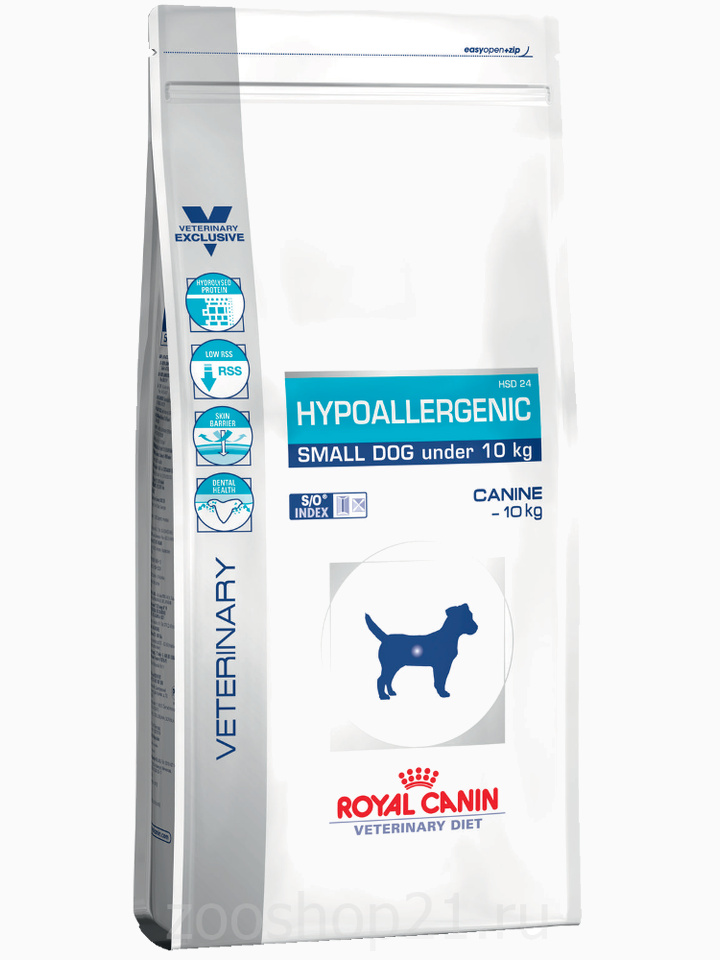 Корм Royal Canin Hypoallergenic Small Dog для собак менее 10 кг с пищевой аллергией/непереносимость, 1 кг
