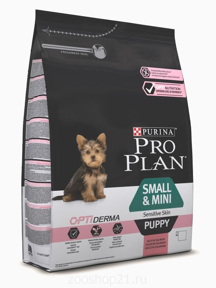 Корм Pro Plan Puppy Small and Mini Sensitive Skin для щенков мелких и карликовых пород с чувствительной кожей с лососем, 700 г