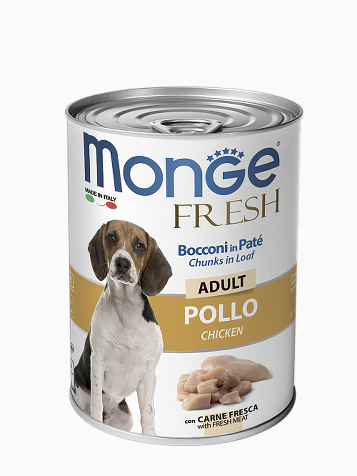 Корм MONGE DOG FRESH CHUNKS IN LOAF КОНСЕРВЫ ДЛЯ СОБАК МЯСНОЙ РУЛЕТ КУРИЦА 400Г