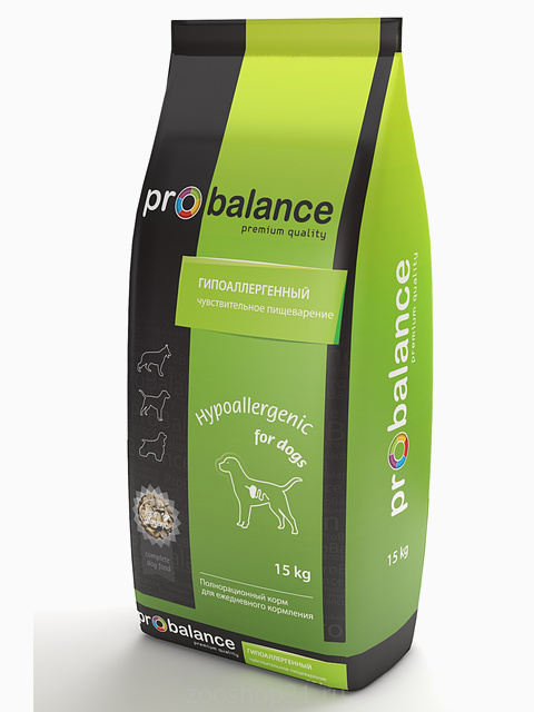 Корм ProBalance Гипоаллергенный для взрослых собак всех пород, 15 кг