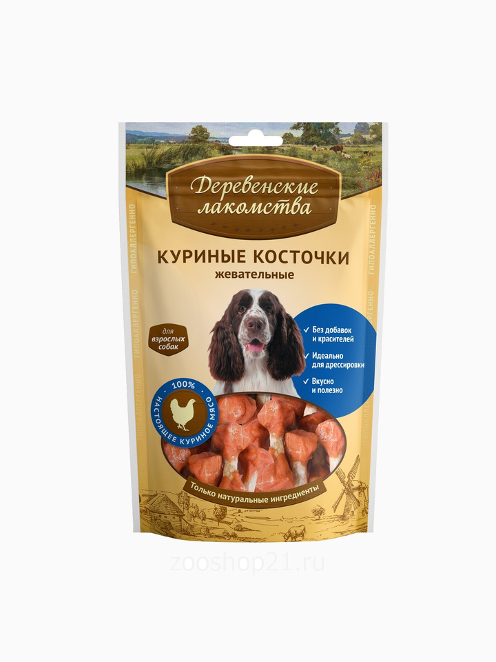 Деревенские лакомства Куриные косточки жевательные (100% мясо), 0,09 кг