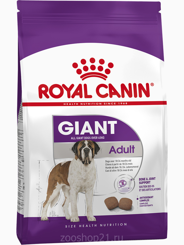 Корм Royal Canin Giant Adult для гигантских пород (более 45 кг), cтарше 18 мес., 4 кг