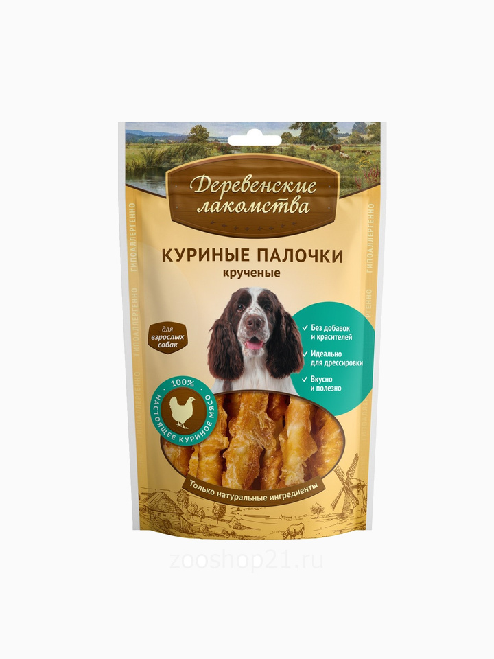Деревенские лакомства Куриные палочки крученные (100% мясо), 0,09 кг