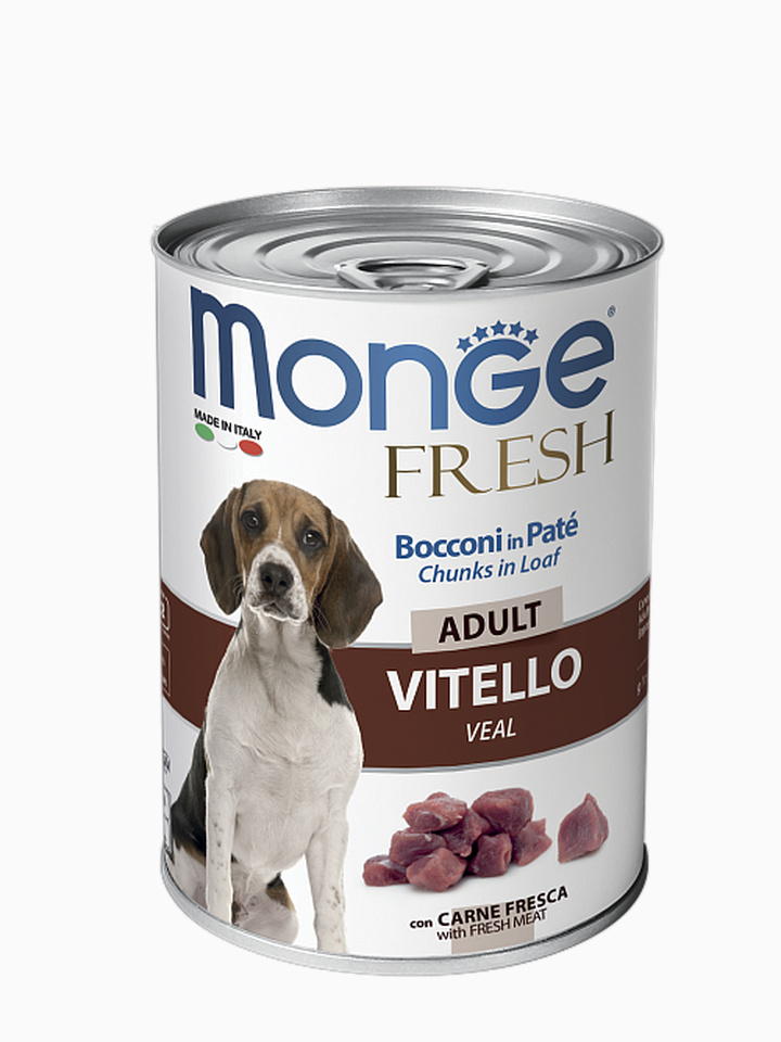 Корм MONGE DOG FRESH CHUNKS IN LOAF КОНСЕРВЫ ДЛЯ СОБАК МЯСНОЙ РУЛЕТ ТЕЛЯТИНА 400Г