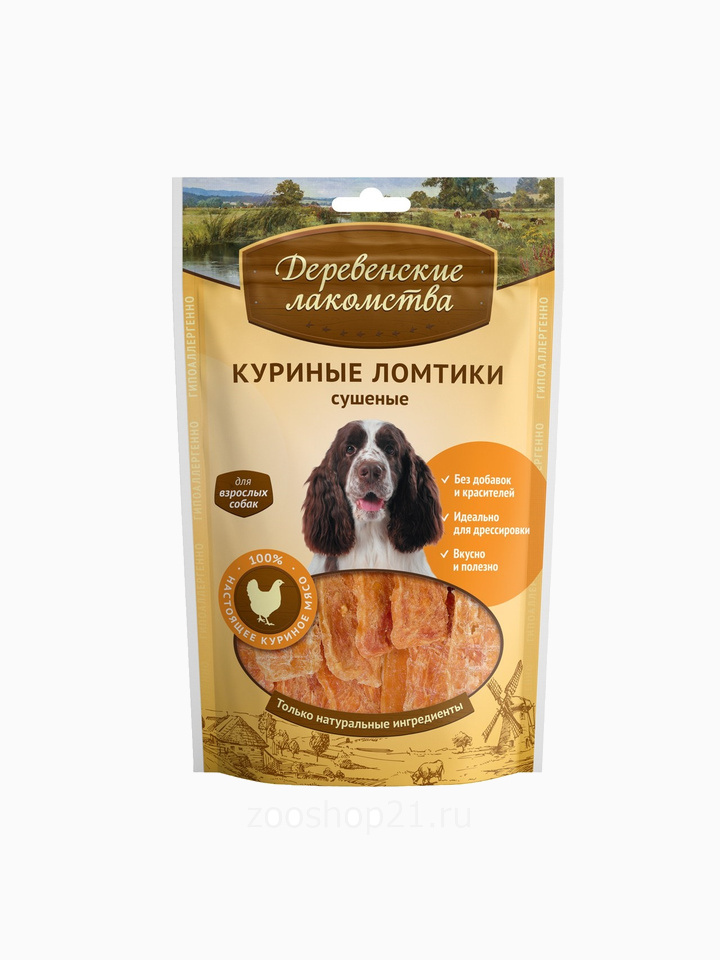 Деревенские лакомства Куриные ломтики сушеные (100% мясо), 0,09 кг