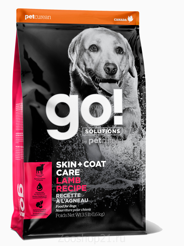 Корм Go! Skin & Coat Lamb Meal для собак и щенков с Ягненком, 1.59 кг