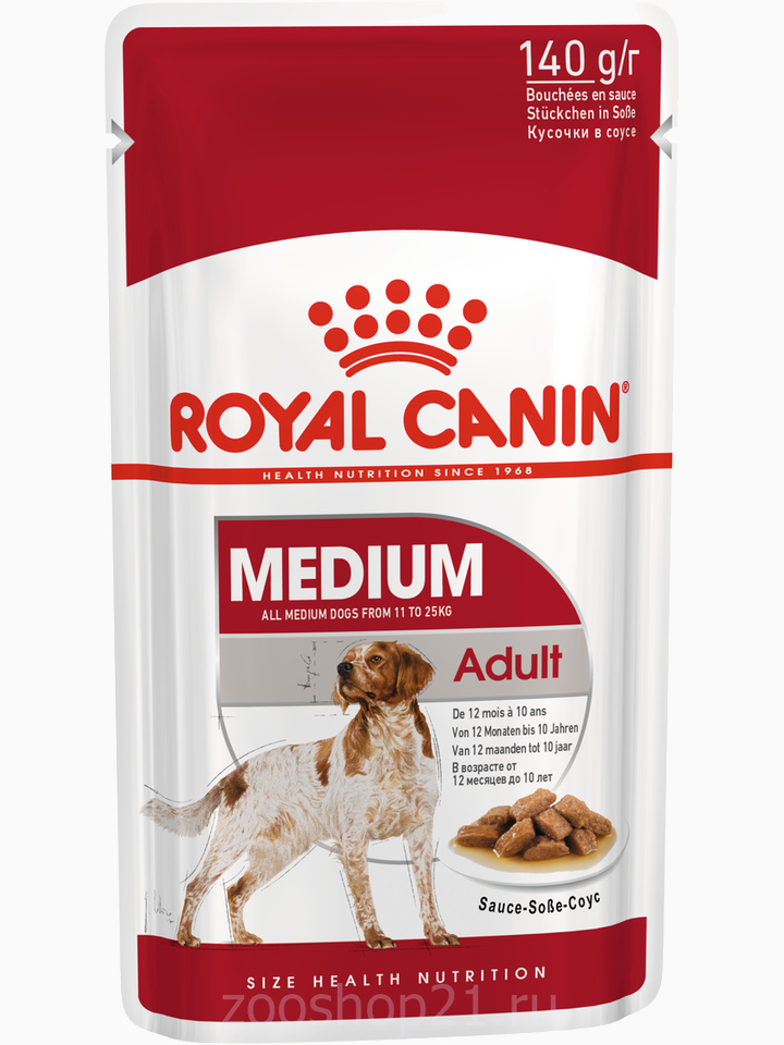 Корм Royal Canin Medium Adult (в соусе) для собак средних пород (11-25 кг), 1-10 лет, 140 г