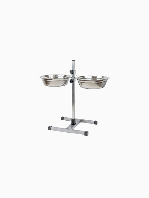 Стойка с мисками регулируемая ECO хром, h50см, 2*2,0л, D24см