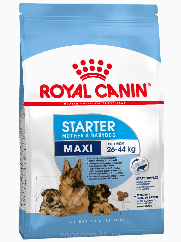 Корм Royal Canin Maxi Starter для щенков крупных пород до 2 мес., беременных и кормящих сук, 4 кг