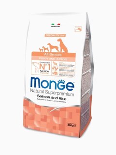 Корм Monge Dog Speciality Puppy&Junior для щенков всех пород лосось с рисом, 800 г