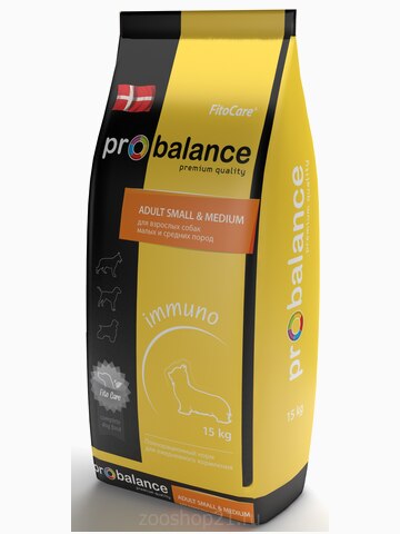 Корм ProBalance для взрослых собак малых и средних пород, 15 кг