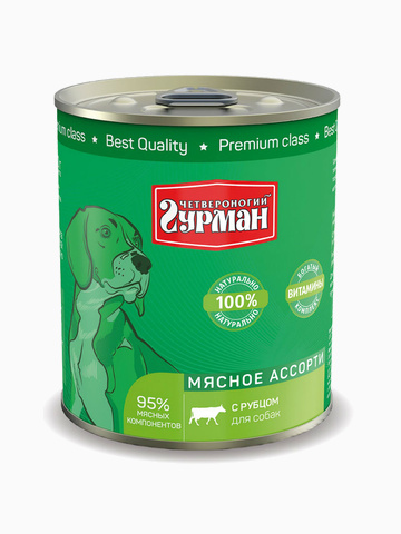 Четвероногий гурман Мясное ассорти с рубцом для собак, 340 г