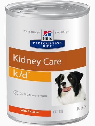 Корм Hill's Prescription Diet k/d Kidney Care консервы для собак диета для поддержания здоровья почек с курицей, 370 г