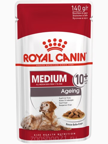 Корм Royal Canin Medium Ageing 10+ (в соусе) для собак средних пород (11-25 кг), старше 10 лет, 140 г
